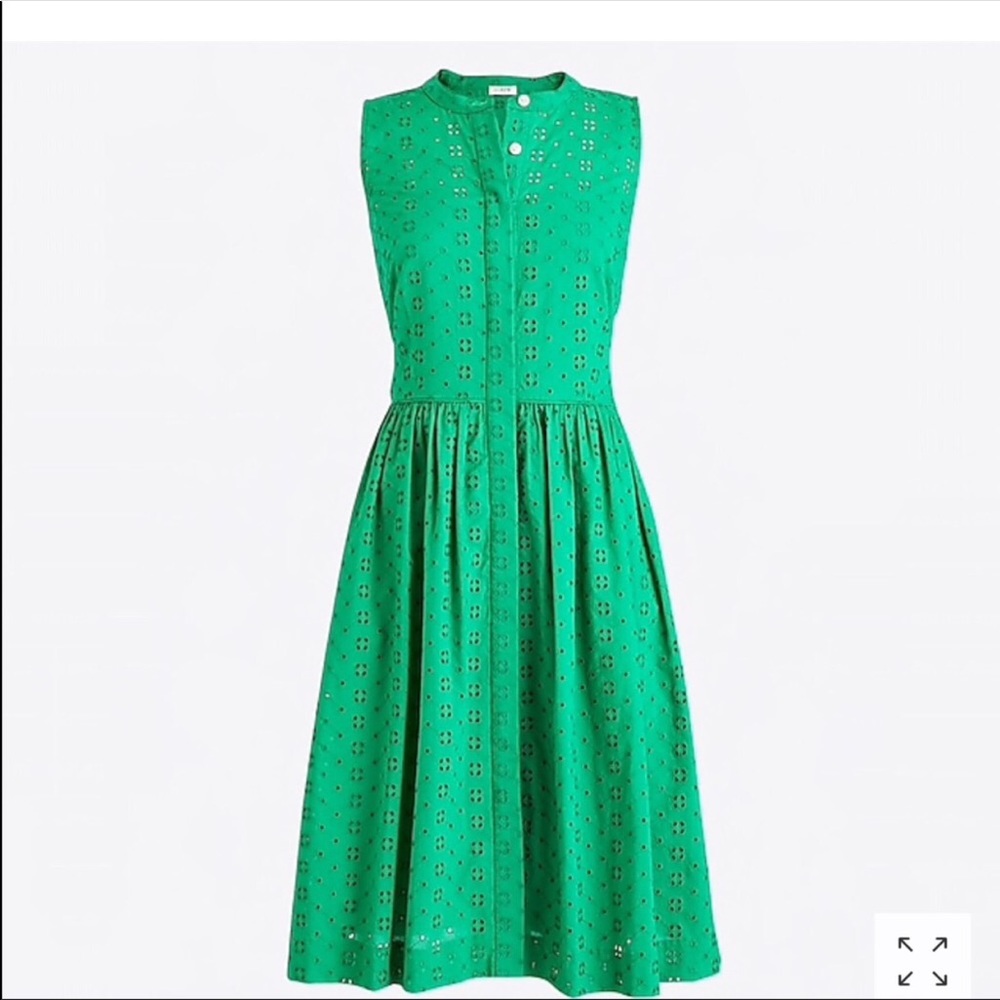 J crew green eyelet dress